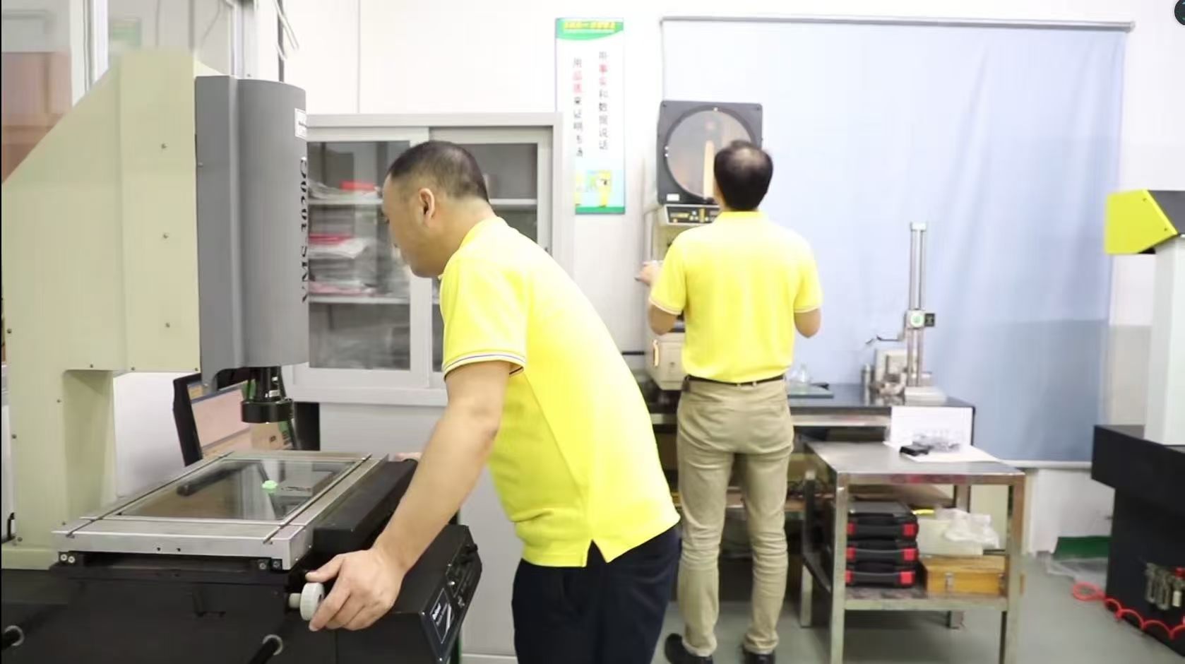 Precision optical testing equipment in QC lab