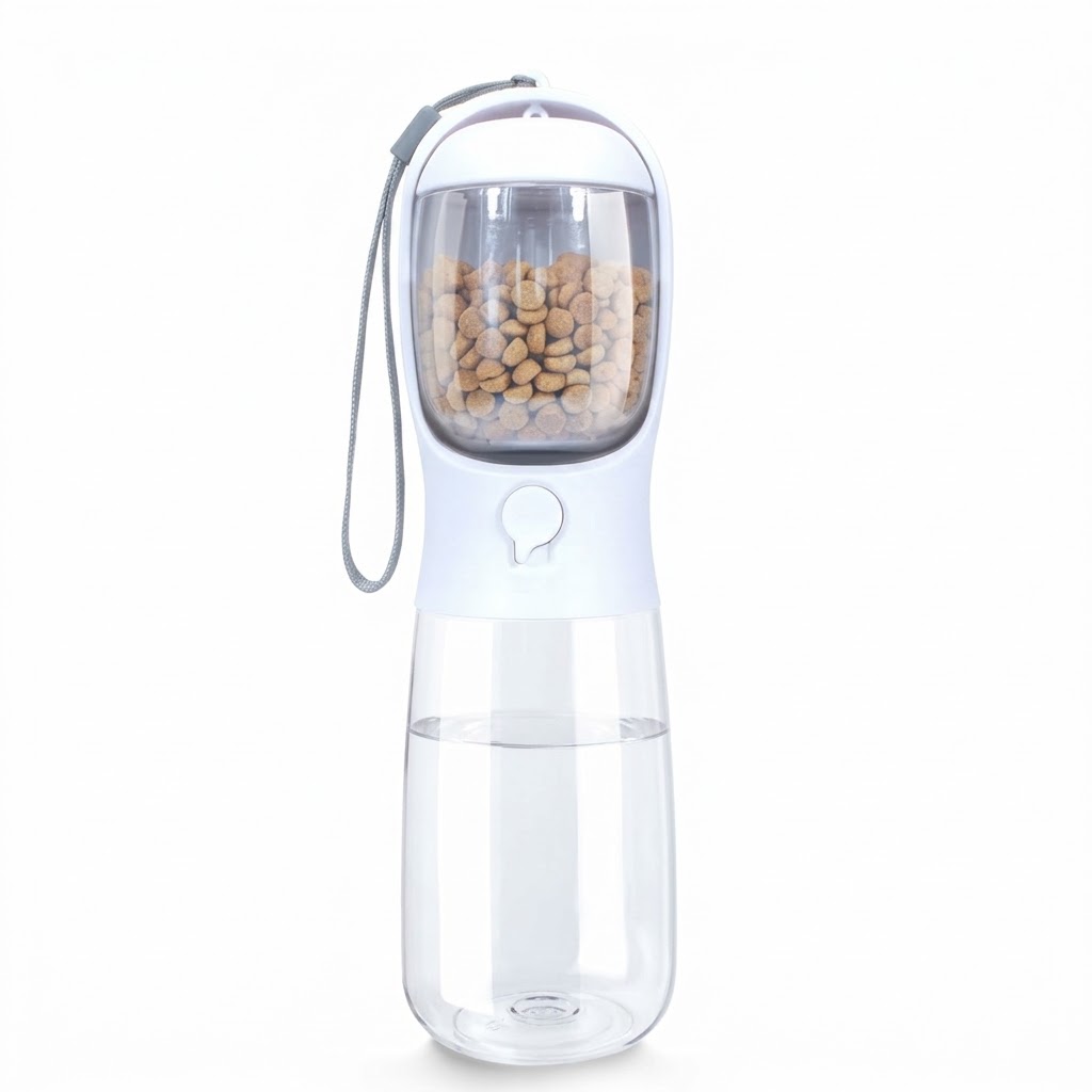AP-WB01 Multifunctional Dog Travel Water Bottle with Treat Container, High-Temperature Resistant Dishwasher Safe Pet Feeder