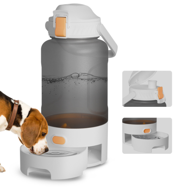1.5L Large Capacity Outdoor Dog Water & Food Bottle – Portable Travel Feeder with Bowl